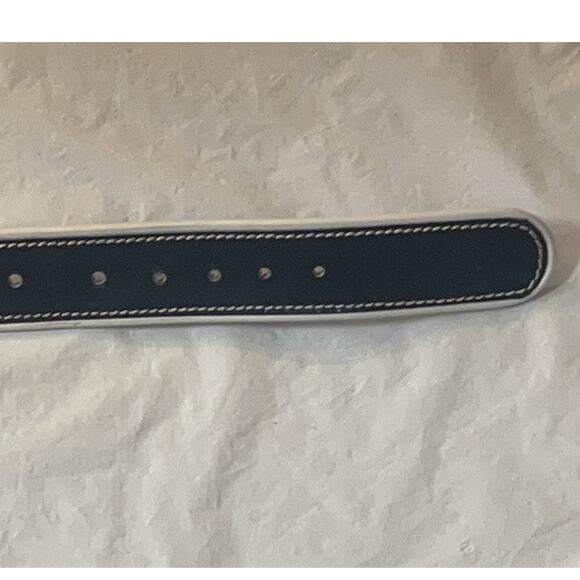 LARUSMIANI Italy Black Leather Belt Gold Buckle White Contrast Size 90/36 main image 9